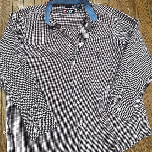 Chaps Maroon and White Plaid Shirt - Picture 7 of 11